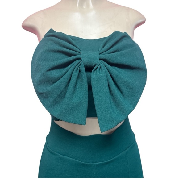 SET Elegant Black and Teal Jumpsuit Set - Picture 3 of 6